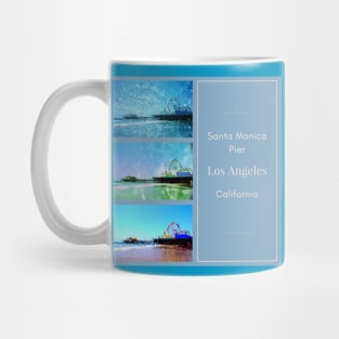 Square Blue Santa Monica Pier Collage Mug